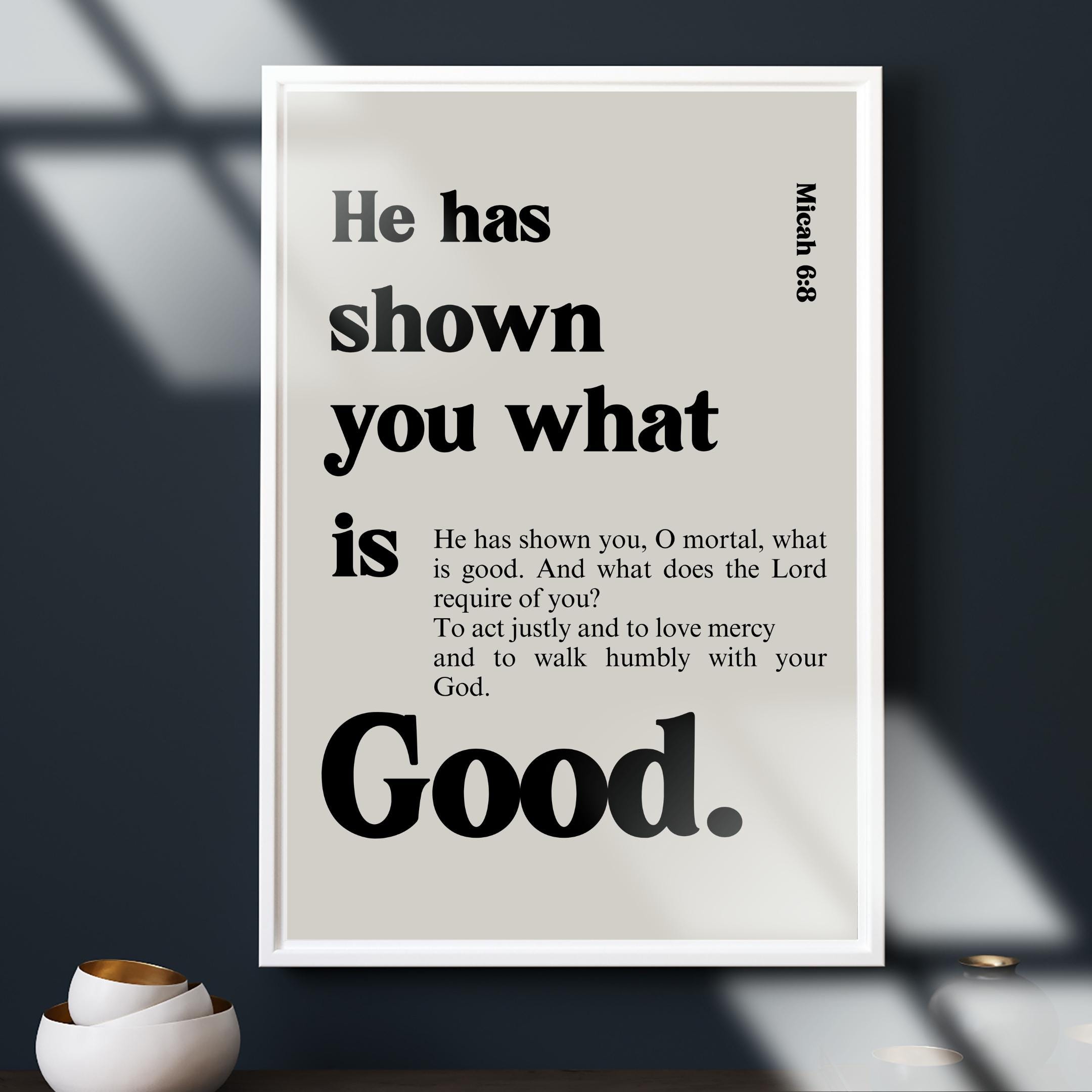 Micah 6:8 Scripture Print, Modern Typography Bible Verse Art (Digital Download)