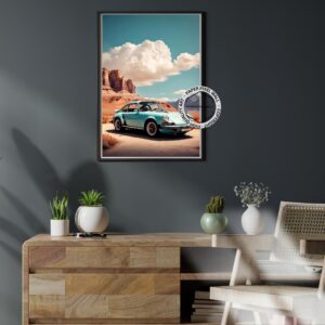 Vintage Porsche 911 Desert Landscape Car Poster (Digital Download)
