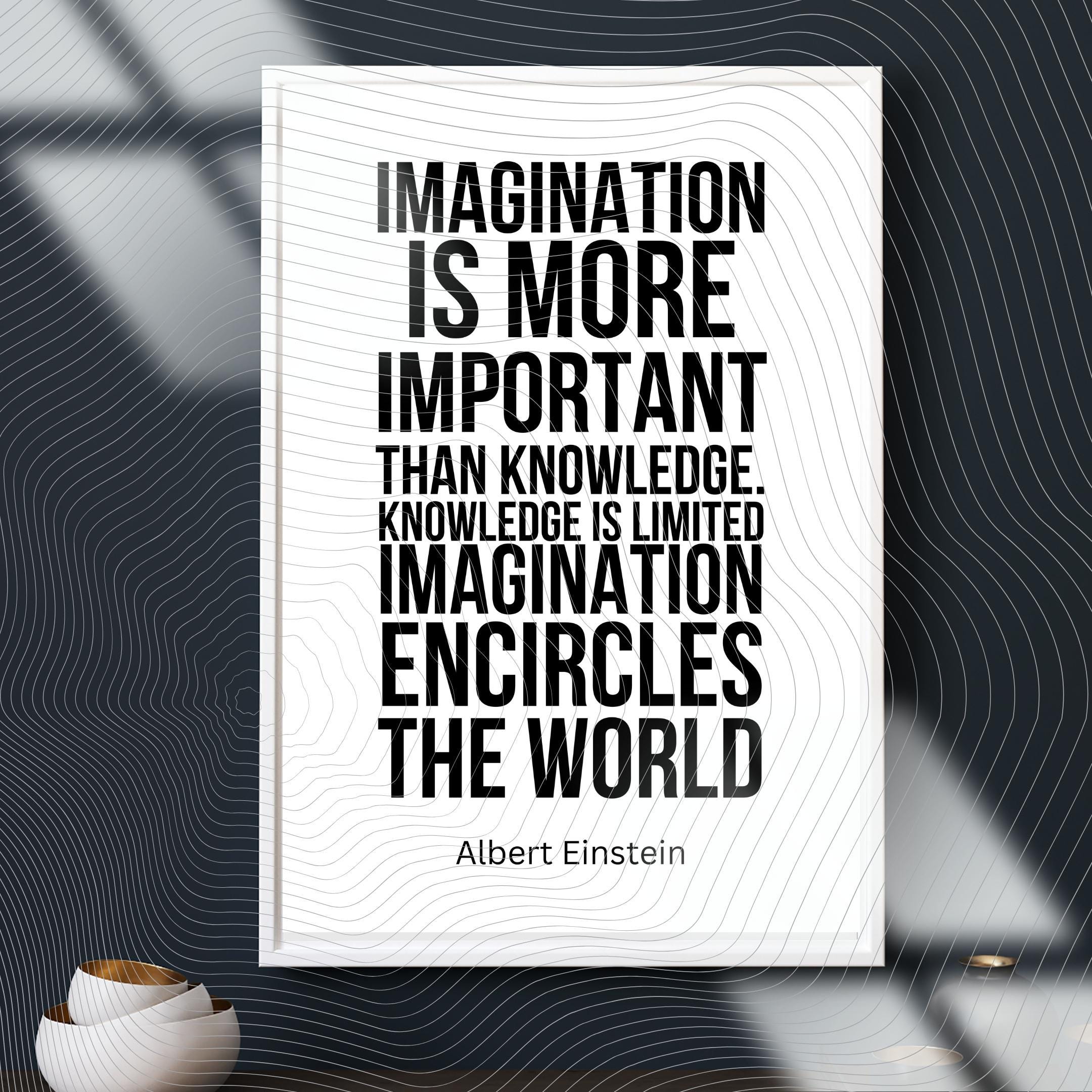 Albert Einstein Quote Poster - Imagination Is More Important - Printable Wall Art - Digital Download