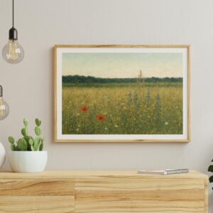 Wildflower Meadow Spring Oil Painting Botanical Wall Art Poster