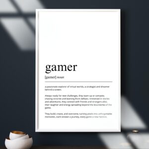 Gamer Definition Art Print | Minimalist Game Room Decor (Digital Download)