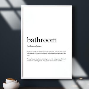 Bathroom Definition Art Print | Minimalist Black and White (Digital Download)
