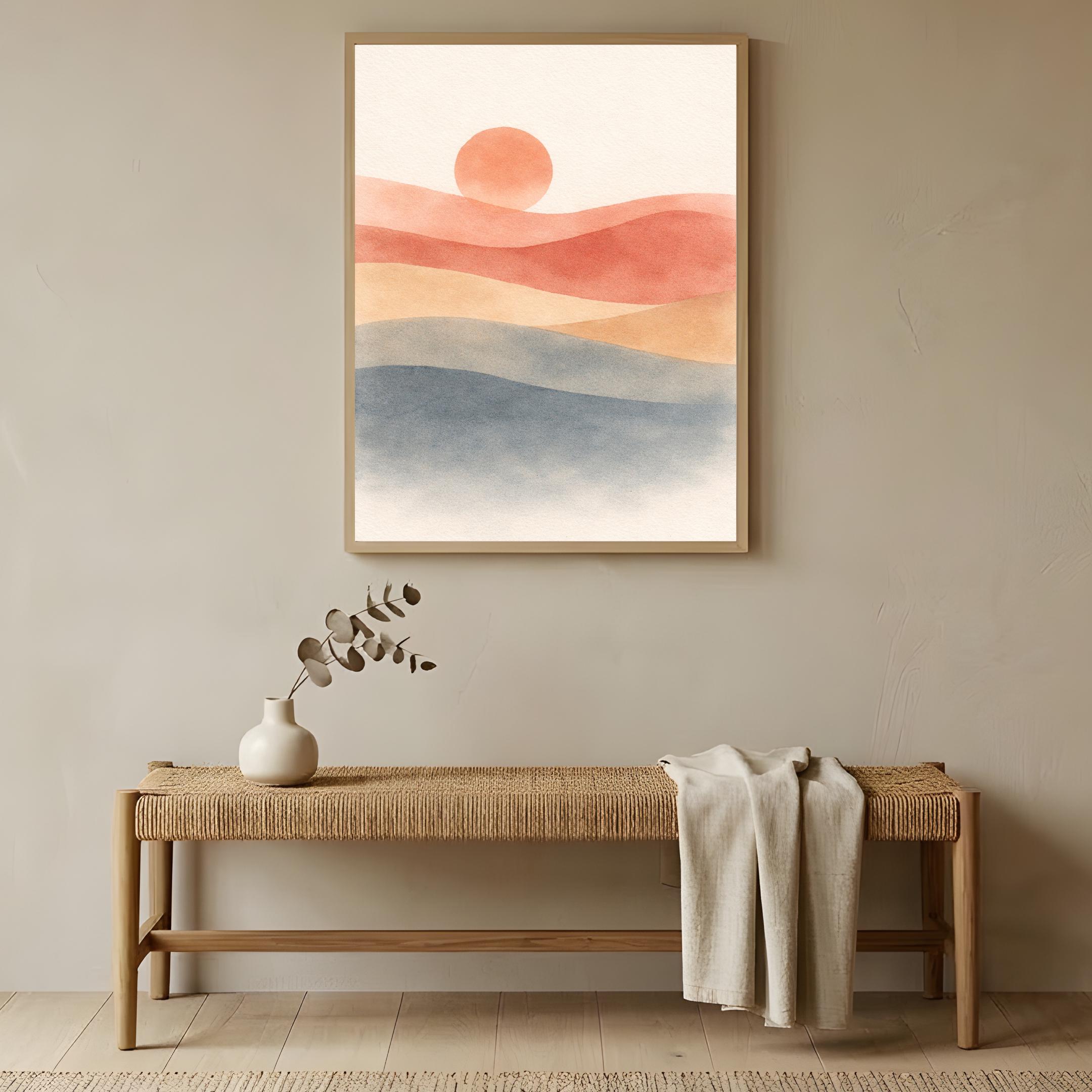 Abstract Watercolor Sun Landscape Print (Digital Download) - Image 4